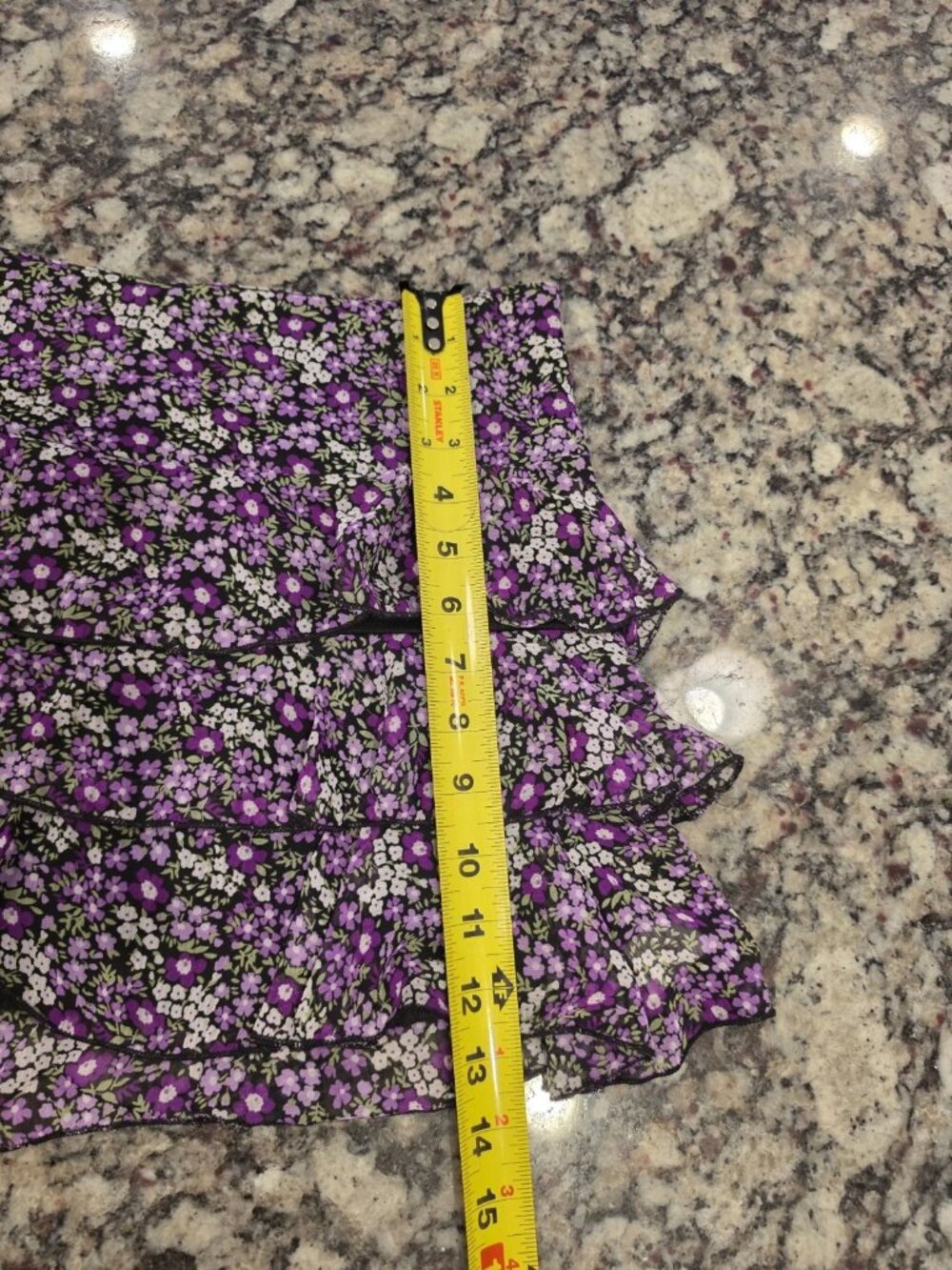 Xhilaration Purple Floral Chiffon Mini Skirt Ruffle Layered Pull On S NWT - Picture 4 of 5